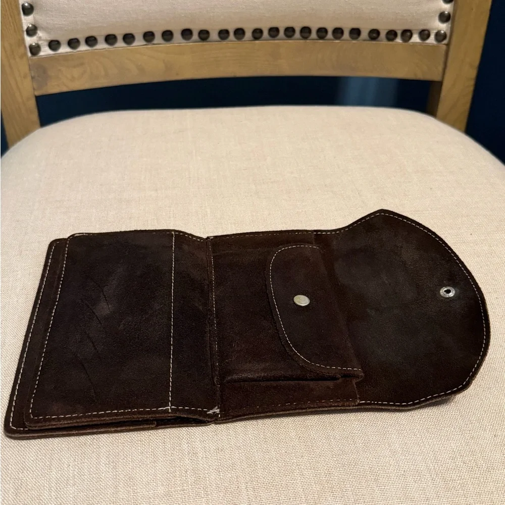 Vintage Dark Brown Suede Wallet